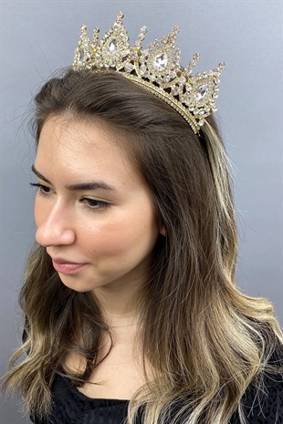 Ahu Model Gold Bridal Crown