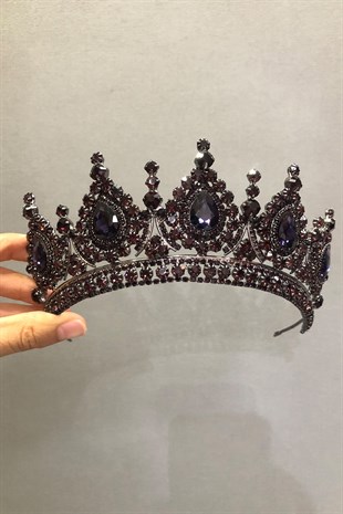 Ahu Model Purple Bridal Henna Tiara and Earring