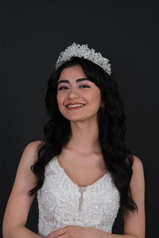 Apricot Beaded Bridal Crown