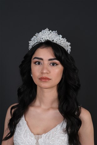 Apricot Beaded Bridal Crown