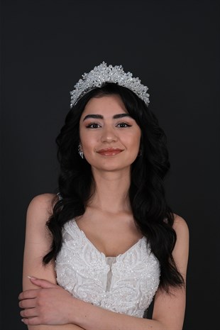 Apricot Beaded Bridal Crown