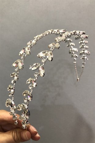 Alpha Model Double Row Silver Bridal Crown