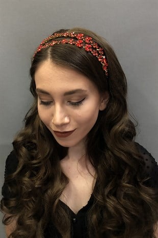 Alpha Model Double Row Red Copper Bridal Henna Crown