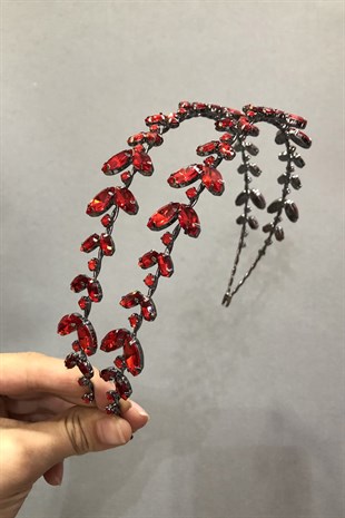 Alpha Model Double Row Red Bridal Henna Crown