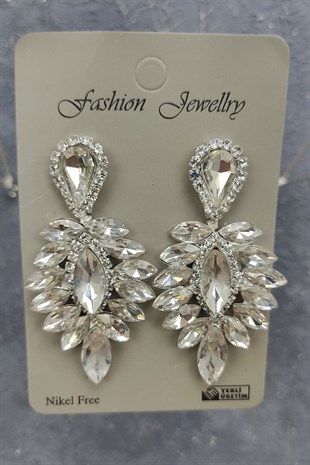 Alfa Model Gelin Tacı Ve Damla Taşlı Küpe