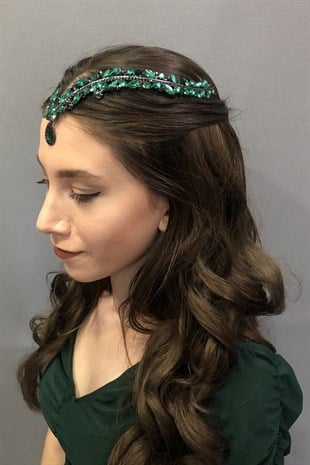 Alhena Model Yeşil Siyah Alınlık Saç Aksesuarı