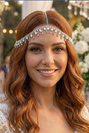 Alınlık Abiye Gelin Baştacı Prenses Tarzı Zincir Saç Aksesuarı