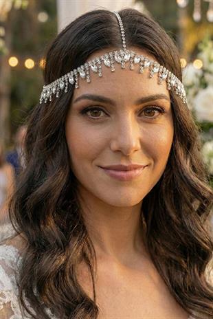 Alınlık Abiye Gelin Baştacı Prenses Tarzı Zincir Saç Aksesuarı