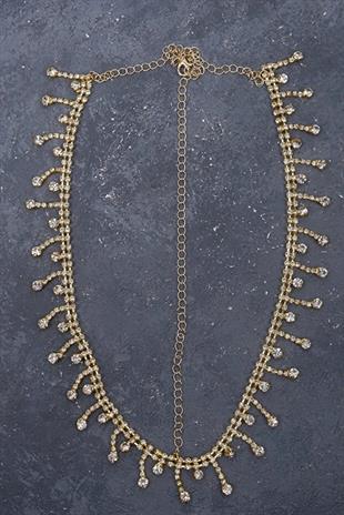 Alınlık Püskül Detaylı Abiye Gelin Baştacı Prenses Tarzı Zincir Saç Aksesuarı