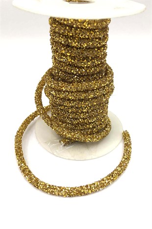 شريط أنبوب مطرز بالخرز باللون الذهبي