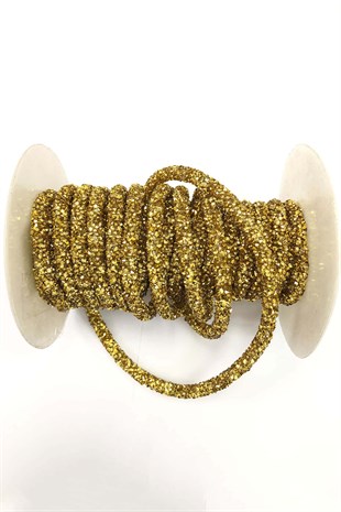 شريط أنبوب مطرز بالخرز باللون الذهبي