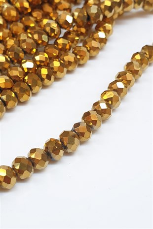 Altın Rengi Kaplama Kristal Boncuk 6 Mm