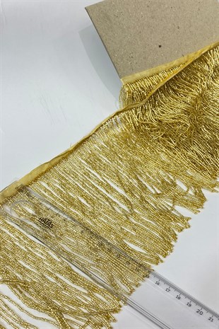 Altın Sarısı Boncuklu 15 cm Saçak Püskül