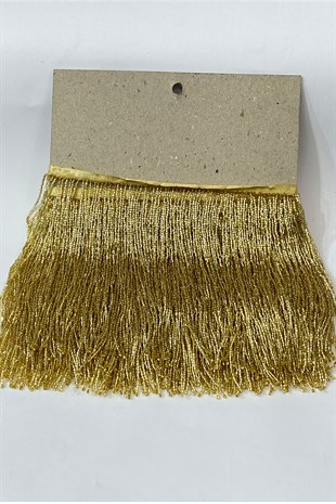 Altın Sarısı Boncuklu 15 cm Saçak Püskül