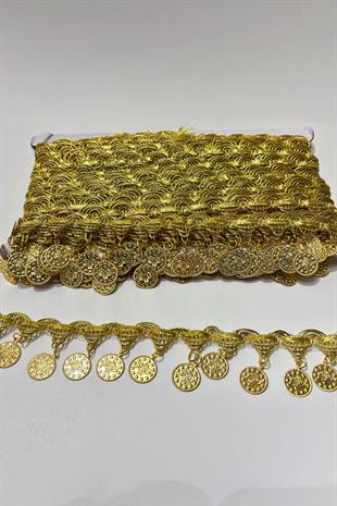 Altın Sarısı Para Pullu Şerit Boncuk 