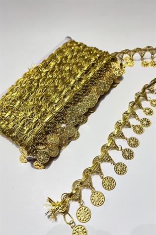 Altın Sarısı Para Pullu Şerit Boncuk 