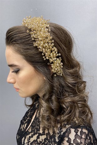 Gold Pollux Crystal Stone Henna and Bridal Crown