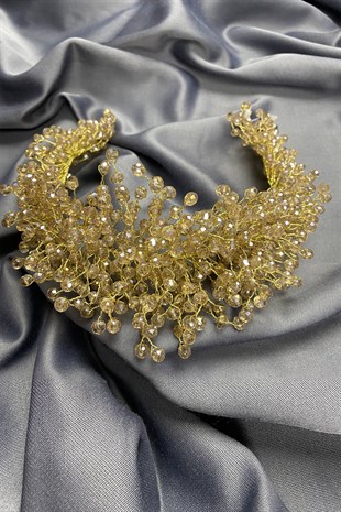 Gold Pollux Crystal Stone Henna and Bridal Crown