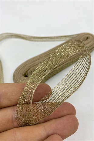 Altın Sarısı Simli Degradeli Kurdele 10 mt