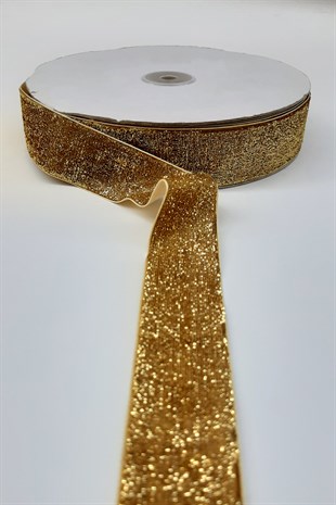 Gold Silvery Velvet Ribbon 3 Cm