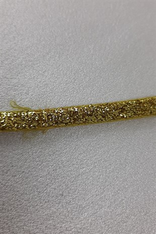Gold Glittery Velvet Ribbon 6 mm