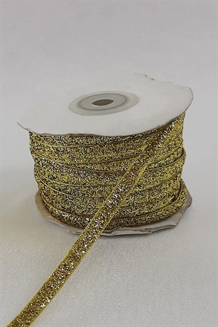Gold Glittery Velvet Ribbon 6 mm