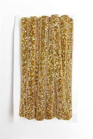 الذهب الأصفر سلسلة الحديد على الشريط مطرز