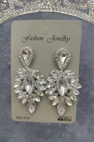 Angel Model Gelin Tacı Ve Damla Taşlı Küpe