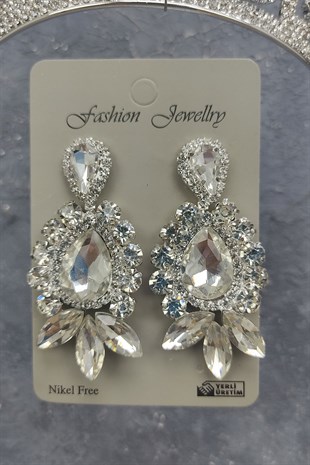 Angel Model Gelin Tacı Ve Mekik Damla Taşlı Küpe