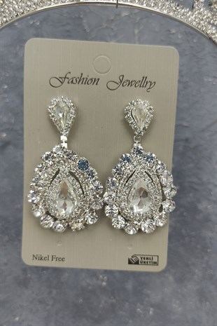 Angel Model Gelin Tacı Ve Mekik Taşlı Küpe