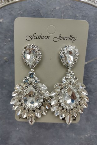 Angelina Model Gelin Tacı Ve Damla Mekik Taşlı Küpe