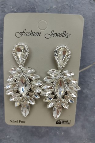 Angelina Model Gelin Tacı Ve Damla Taşlı Küpe