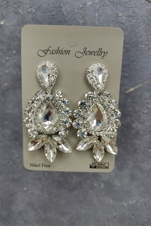 Angelina Model Gelin Tacı Ve Mekik Damla Taşlı Küpe