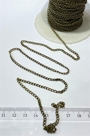 Antique Green Flat Metal Necklace Chain 1 Mt