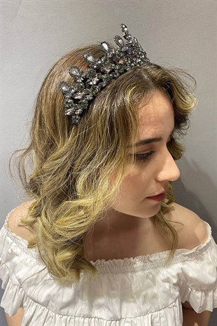 Antrasit Füme Beety Model Gelin Kına Tacı