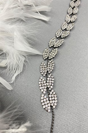 Antrasit Füme Bella Yaprak Desen Saç Aksesuarı