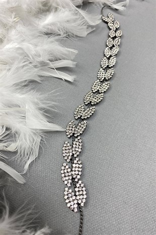 Antrasit Füme Bella Yaprak Desen Saç Aksesuarı