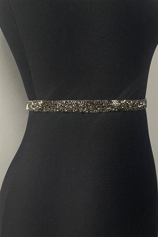 أنثراسايت خرزة رمادية مطرزة مساء اللباس حزام الخصر الإكسسوار