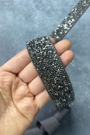 أنثراسايت خرز رمادي مطرز سلسلة وحزام خصر فستان سهرة من الحجر