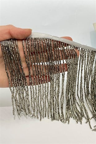 Antrasit Gri Boncuklu 15 cm Saçak Püskül