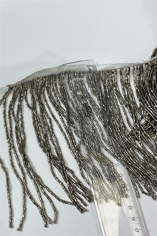 Antrasit Gri Boncuklu 15 cm Saçak Püskül