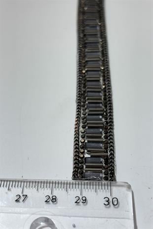 Antrasit Gri Boru Boncuklu Ütüyle Yapışan Şerit Taş