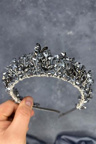 Anthracite Gray Nature Beaded Bridal Henna Crown Bridal Hair Accessory