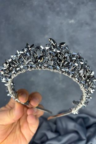 Anthracite Gray Nature Beaded Bridal Henna Crown Bridal Hair Accessory