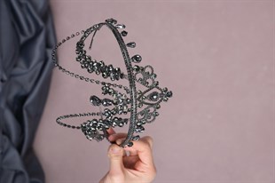 Anthracite Gray Hürrem Bridal Henna Crown