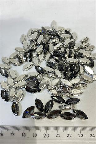 Antrasit Gri Metal Kasalı Mekik Beyoğlu Taşı Dikme boncuk 10 Adet