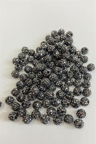 Anthracite Gray Shiny Stone Bead 8 mm
