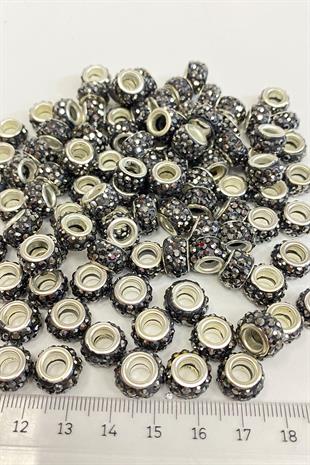 Anthracite Gray Shiny Stone Large Hole Bead 12 mm