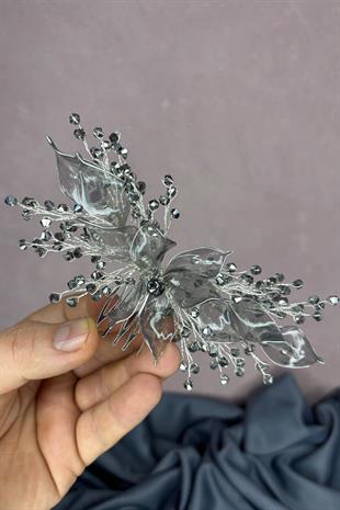 Antrasit Gri Sedefli Özün Taraklı Gelin Saç Aksesuarı