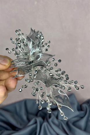 Antrasit Gri Sedefli Özün Taraklı Gelin Saç Aksesuarı